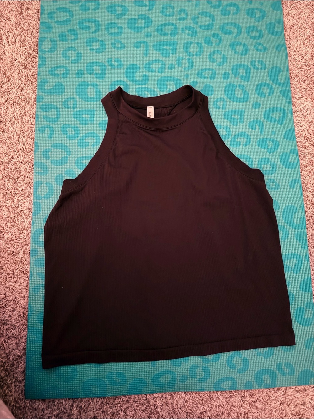Athleta Black Ribbed High Neck Tank